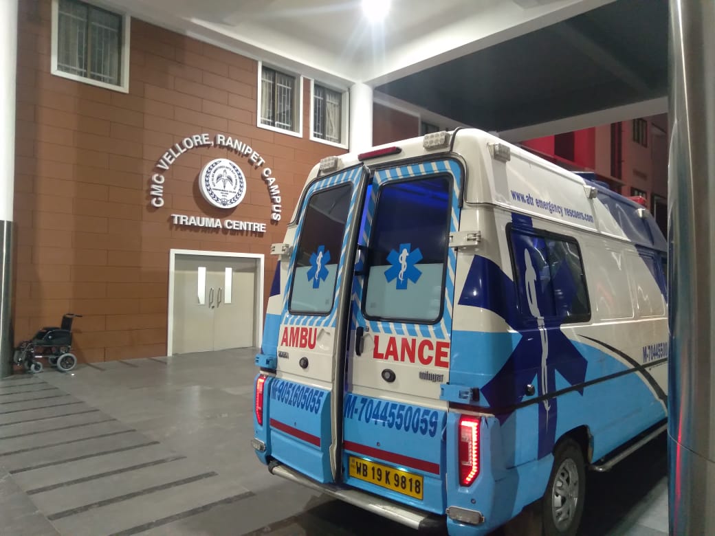 Gopal road ambulance with trained paramedic crew at a trauma centre